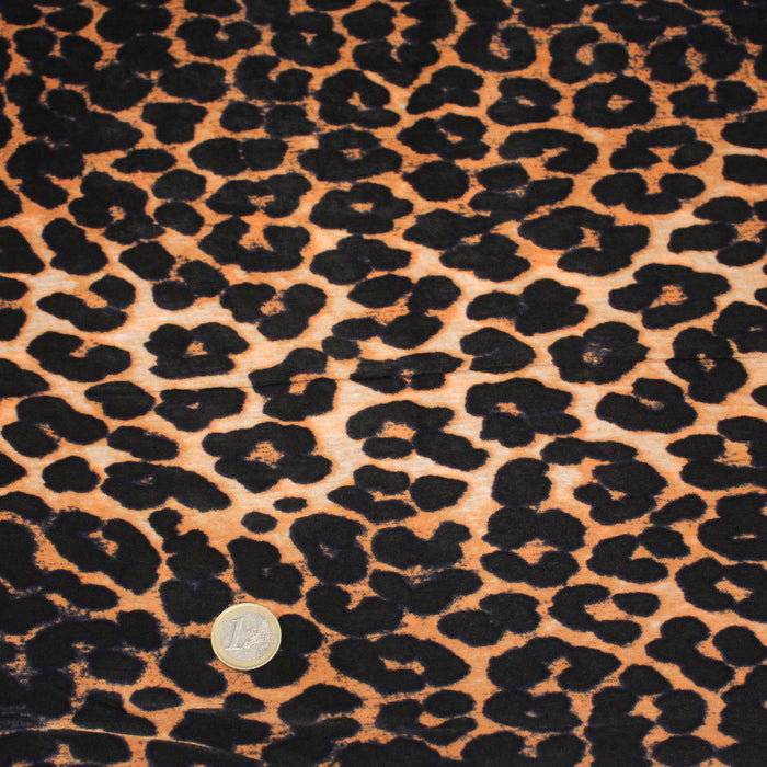 Tissu habillement satin velours, imprimé motif LEOPARD