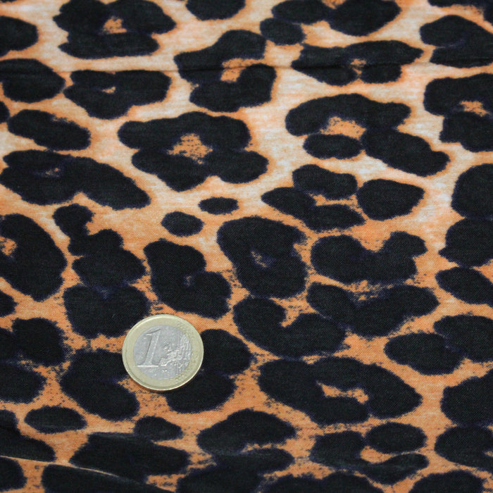 Tissu habillement satin velours, imprimé motif LEOPARD