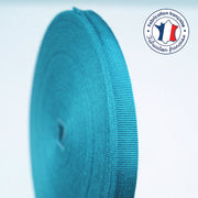 Ruban gros grain bleu turquoise 12mm - Galette de 50 mètres - Fabrication française - TissusPapi.com