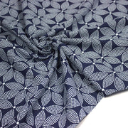Tissu coton fin imprimé INDIENNES, bleu marine aux fleurs à pois blanc cassé - STANDARD 100 OEKO - TEX - TissusPapi.com