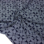 Tissu coton fin imprimé INDIENNES, bleu marine aux fleurs à pois blanc cassé - STANDARD 100 OEKO - TEX - TissusPapi.com