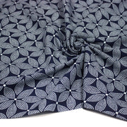 Tissu coton fin imprimé INDIENNES, bleu marine aux fleurs à pois blanc cassé - STANDARD 100 OEKO - TEX - TissusPapi.com