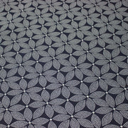 Tissu coton fin imprimé INDIENNES, bleu marine aux fleurs à pois blanc cassé - STANDARD 100 OEKO - TEX - TissusPapi.com
