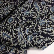 Tissu coton fin imprimé INDIENNES, bleu marine aux fleurs traditionnelles bleues et écrues - STANDARD 100 OEKO - TEX - TissusPapi.com