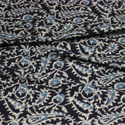 Tissu coton fin imprimé INDIENNES, bleu marine aux fleurs traditionnelles bleues et écrues - STANDARD 100 OEKO - TEX - TissusPapi.com