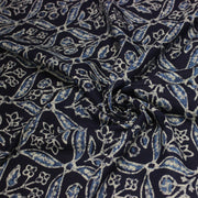 Tissu coton fin imprimé INDIENNES, bleu marine aux fleurs traditionnelles géométriques bleues et écrues - STANDARD 100 OEKO - TEX - TissusPapi.com