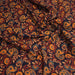Tissu coton fin imprimé INDIENNES, fleurs & Paisley bleu marine et orange - STANDARD 100 OEKO - TEX - TissusPapi.com