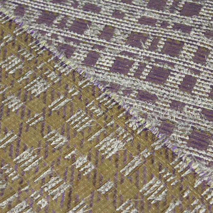 Tissu jacquard aux formes géométriques violettes et gris argenté - COLLECTION JACQUARD GEORGES - Fabriqué en France