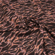 Tissu Viscose fluide marron tons chauds, motif zèbre et léopard, ZOMALIA - STANDARD 100 OEKO - TEX - TissusPapi.com