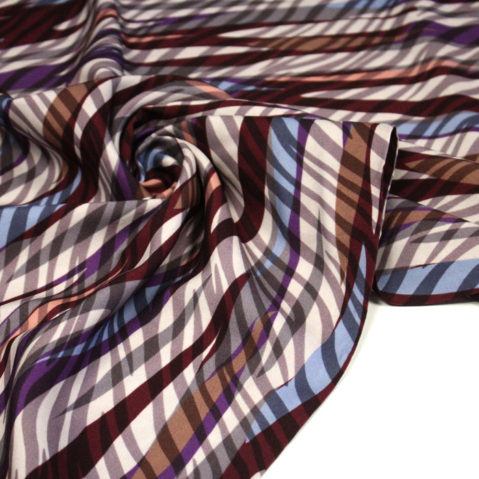 Tissu Viscose fluide motif pelage fauve tons violets bleus marrons, EVIE - STANDARD 100 OEKO-TEX