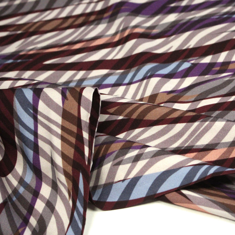 Tissu Viscose fluide motif pelage fauve tons violets bleus marrons, EVIE - STANDARD 100 OEKO - TEX - TissusPapi.com
