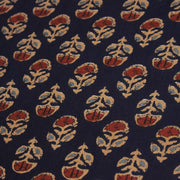 Tissu coton fin imprimé INDIENNES, marine aux fleurs traditionnelles rouge ocre et bleu - STANDARD 100 OEKO - TEX - TissusPapi.com