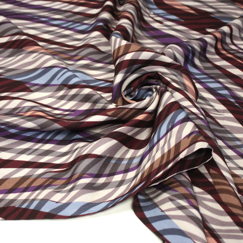 Tissu Viscose fluide motif pelage fauve tons violets bleus marrons, EVIE - STANDARD 100 OEKO - TEX - TissusPapi.com