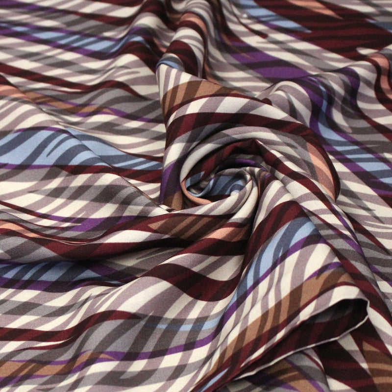 Tissu Viscose fluide motif pelage fauve tons violets bleus marrons, EVIE - STANDARD 100 OEKO - TEX - TissusPapi.com