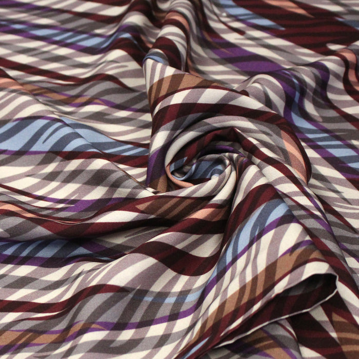 Tissu Viscose fluide motif pelage fauve tons violets bleus marrons, EVIE - STANDARD 100 OEKO-TEX