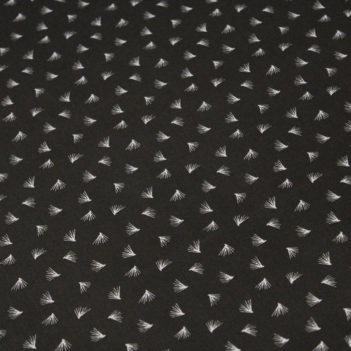 Tissu de coton gris anthracite aux plumes blanches - OEKO-TEX®