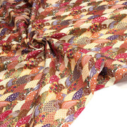 Tissu cotonnade aux écailles, éventails et motifs japonais multicolores - COLLECTION JAPON DORÉ - TissusPapi.com