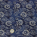 Tissu coton fin imprimé INDIENNES, fleurs et arabesques écrues, fond bleu - STANDARD 100 OEKO - TEX - TissusPapi.com