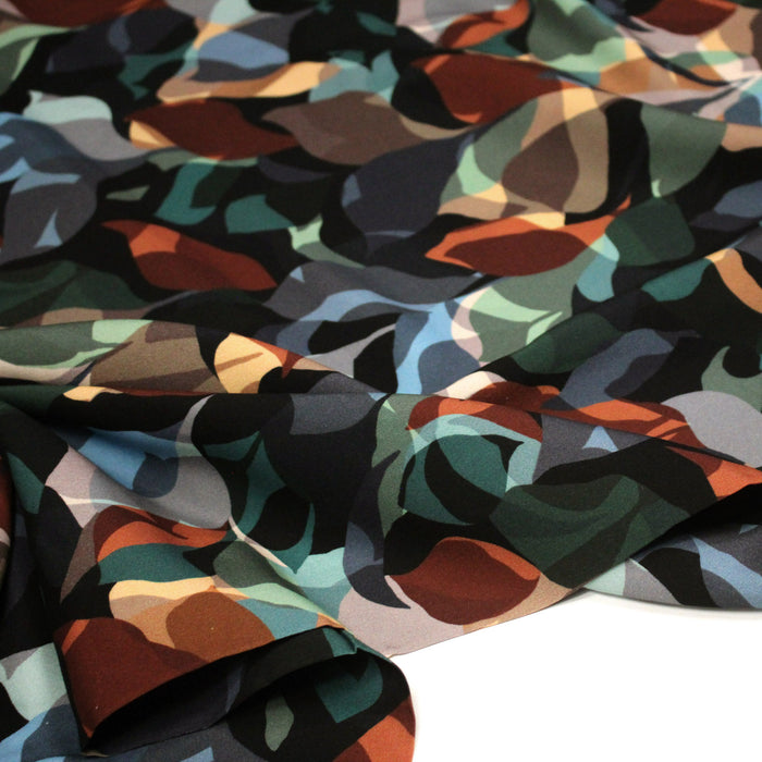 Tissu Viscose fluide aux feuilles entrelacées et multicolores, ANTHEA - STANDARD 100 OEKO-TEX