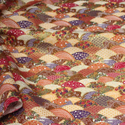 Tissu cotonnade aux écailles, éventails et motifs japonais multicolores - COLLECTION JAPON DORÉ - TissusPapi.com