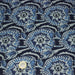 Tissu coton fin imprimé INDIENNES, fleuri traditionnel aux tons bleus, fond bleu marine - STANDARD 100 OEKO - TEX - TissusPapi.com