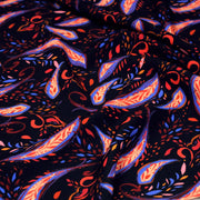 Tissu Viscose fluide noir, motifs cachemire rouge et bleus modernes, NINI - STANDARD 100 OEKO - TEX - TissusPapi.com