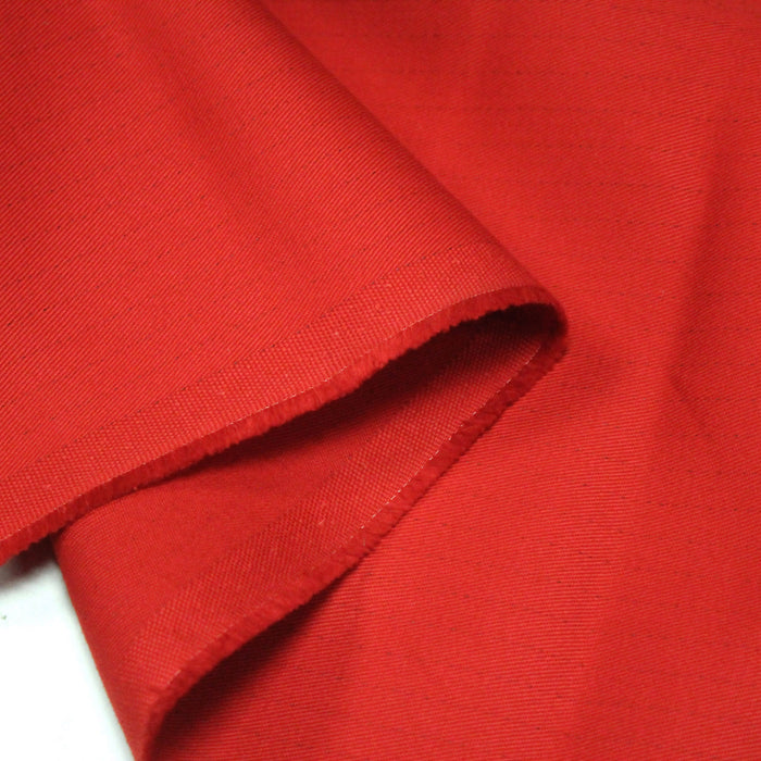 Tissu sergé de rouge uni aux fins fins liserés gris - 230gr/m2
