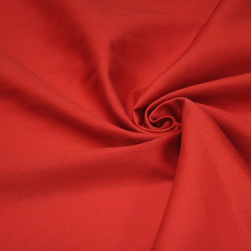 Tissu sergé de rouge uni aux fins fins liserés gris - 325gr/m2 - ON DESTOCKE ! - TissusPapi.com