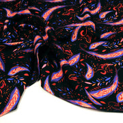 Tissu Viscose fluide noir, motifs cachemire rouge et bleus modernes, NINI - STANDARD 100 OEKO - TEX - TissusPapi.com