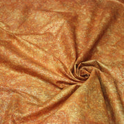 Tissu cotonnade faux - uni orange & craquelé doré - MADE IN INDIA - TissusPapi.com