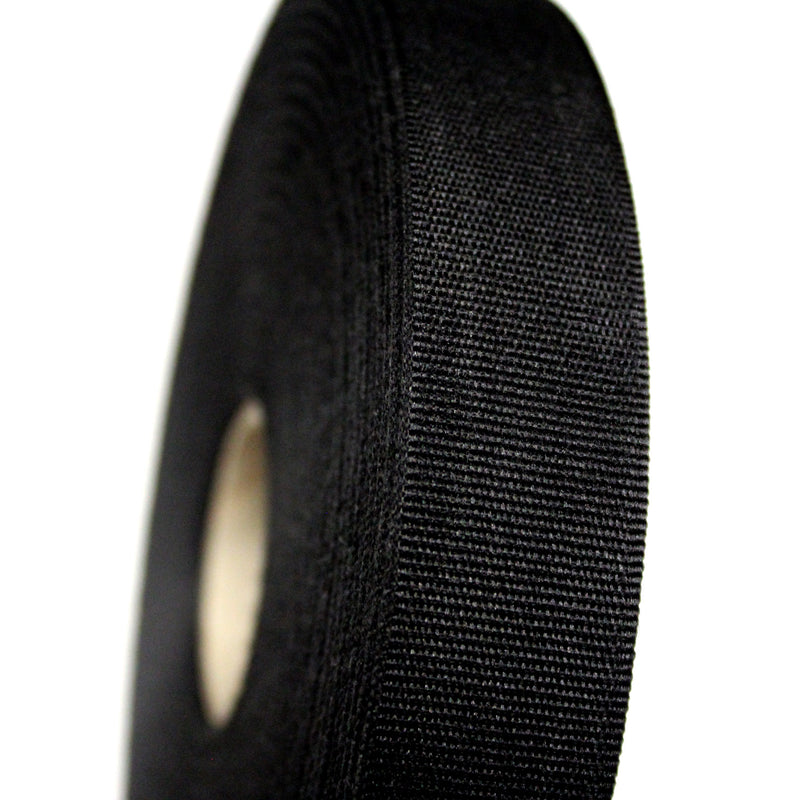 Ruban gros grain noir 25mm - Galette de 50 mètres - Fabrication française - TissusPapi.com