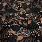 Tissu Viscose fluide motifs géométriques, taupe, noir et chocolat, KAROO - STANDARD 100 OEKO - TEX - TissusPapi.com