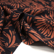 Tissu Viscose fluide noir aux grandes fleurs rouille, AUDREY - STANDARD 100 OEKO - TEX - TissusPapi.com