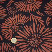 Tissu Viscose fluide noir aux grandes fleurs rouille, AUDREY - STANDARD 100 OEKO - TEX - TissusPapi.com