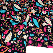 Tissu Viscose fluide noir, fleuri rose canard rouille écru, ALIO - STANDARD 100 OEKO - TEX - TissusPapi.com