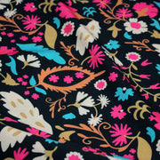 Tissu Viscose fluide noir, fleuri rose canard rouille écru, ALIO - STANDARD 100 OEKO - TEX - TissusPapi.com