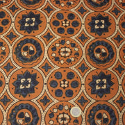 Tissu coton fin imprimé INDIENNES, cercles, fleurs et formes, fond ocre - STANDARD 100 OEKO - TEX - TissusPapi.com