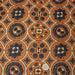 Tissu coton fin imprimé INDIENNES, cercles, fleurs et formes, fond ocre - STANDARD 100 OEKO - TEX - TissusPapi.com