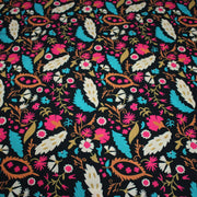 Tissu Viscose fluide noir, fleuri rose canard rouille écru, ALIO - STANDARD 100 OEKO - TEX - TissusPapi.com