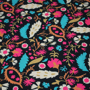 Tissu Viscose fluide noir, fleuri rose canard rouille écru, ALIO - STANDARD 100 OEKO - TEX - TissusPapi.com