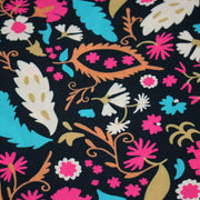 Tissu Viscose fluide noir, fleuri rose canard rouille écru, ALIO - STANDARD 100 OEKO - TEX - TissusPapi.com