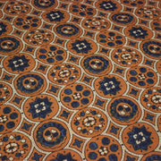 Tissu coton fin imprimé INDIENNES, cercles, fleurs et formes, fond ocre - STANDARD 100 OEKO - TEX - TissusPapi.com