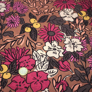 Tissu Viscose fluide, fleurs dessinées roses corail jaune, SONJA - STANDARD 100 OEKO - TEX - TissusPapi.com