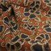 Tissu coton fin imprimé INDIENNES, fleurs bleues et écrues, fond ocre - STANDARD 100 OEKO - TEX - TissusPapi.com