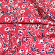 Tissu Viscose fluide fuchsia, fines fleurs blanches et violettes, GALBIA - STANDARD 100 OEKO - TEX - TissusPapi.com