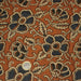 Tissu coton fin imprimé INDIENNES, fleurs bleues et écrues, fond ocre - STANDARD 100 OEKO - TEX - TissusPapi.com