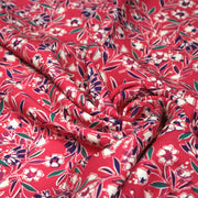 Tissu Viscose fluide fuchsia, fines fleurs blanches et violettes, GALBIA - STANDARD 100 OEKO - TEX - TissusPapi.com
