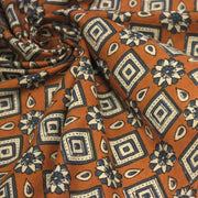 Tissu coton fin imprimé INDIENNES, losanges et fleurs écrus et bleus - STANDARD 100 OEKO - TEX - TissusPapi.com