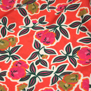 Tissu Viscose fluide corail, fleuri vert et rose, écru, GALBIA - STANDARD 100 OEKO - TEX - TissusPapi.com
