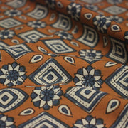 Tissu coton fin imprimé INDIENNES, losanges et fleurs écrus et bleus - STANDARD 100 OEKO - TEX - TissusPapi.com